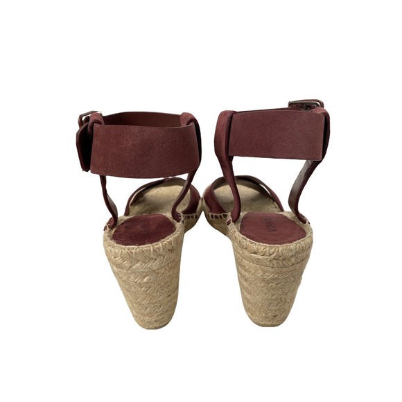 Vince Size 10 Maroon Stefania Suede Platform Wedge Espadrille Sandals - New - Picture 3 of 5